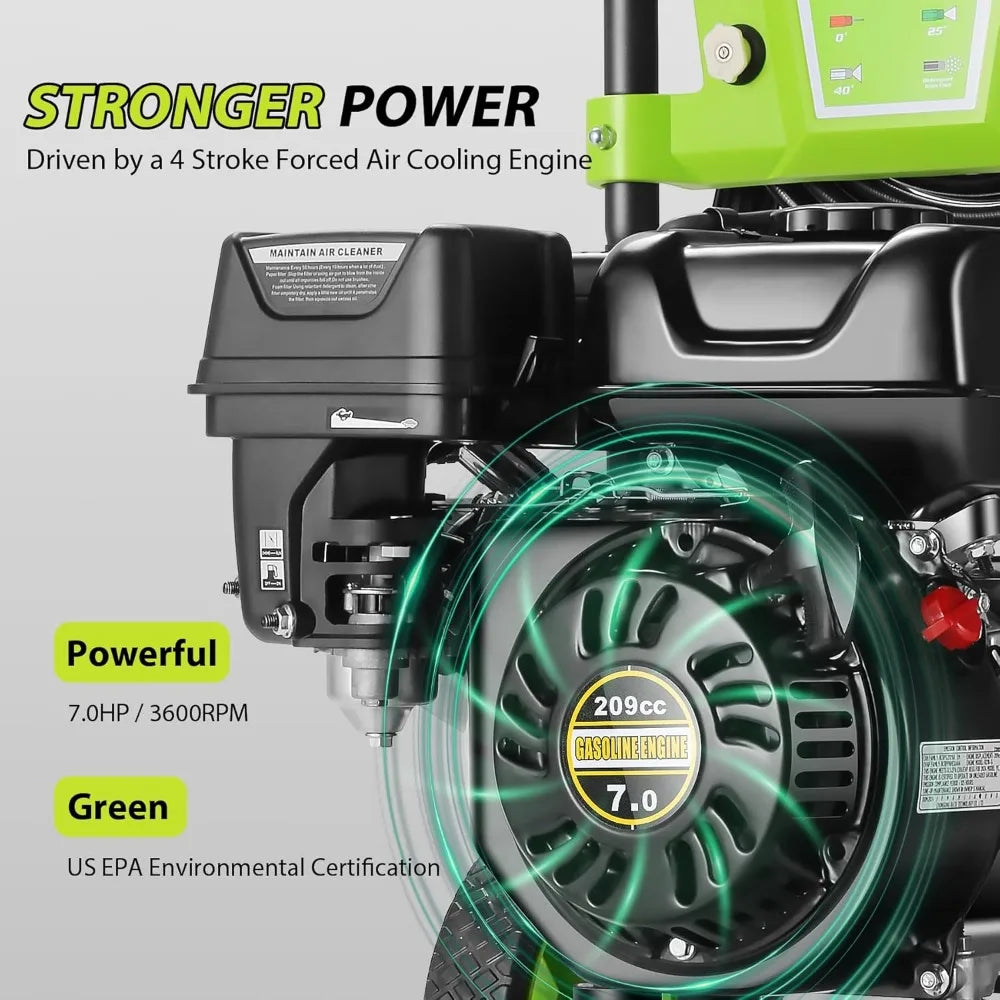 4200PSI Pressure Washer 4.0GPM and 209CC Gas Powered Washing Machine Commercial High Pressure Washer with 25ft Hose&4 Nozzles