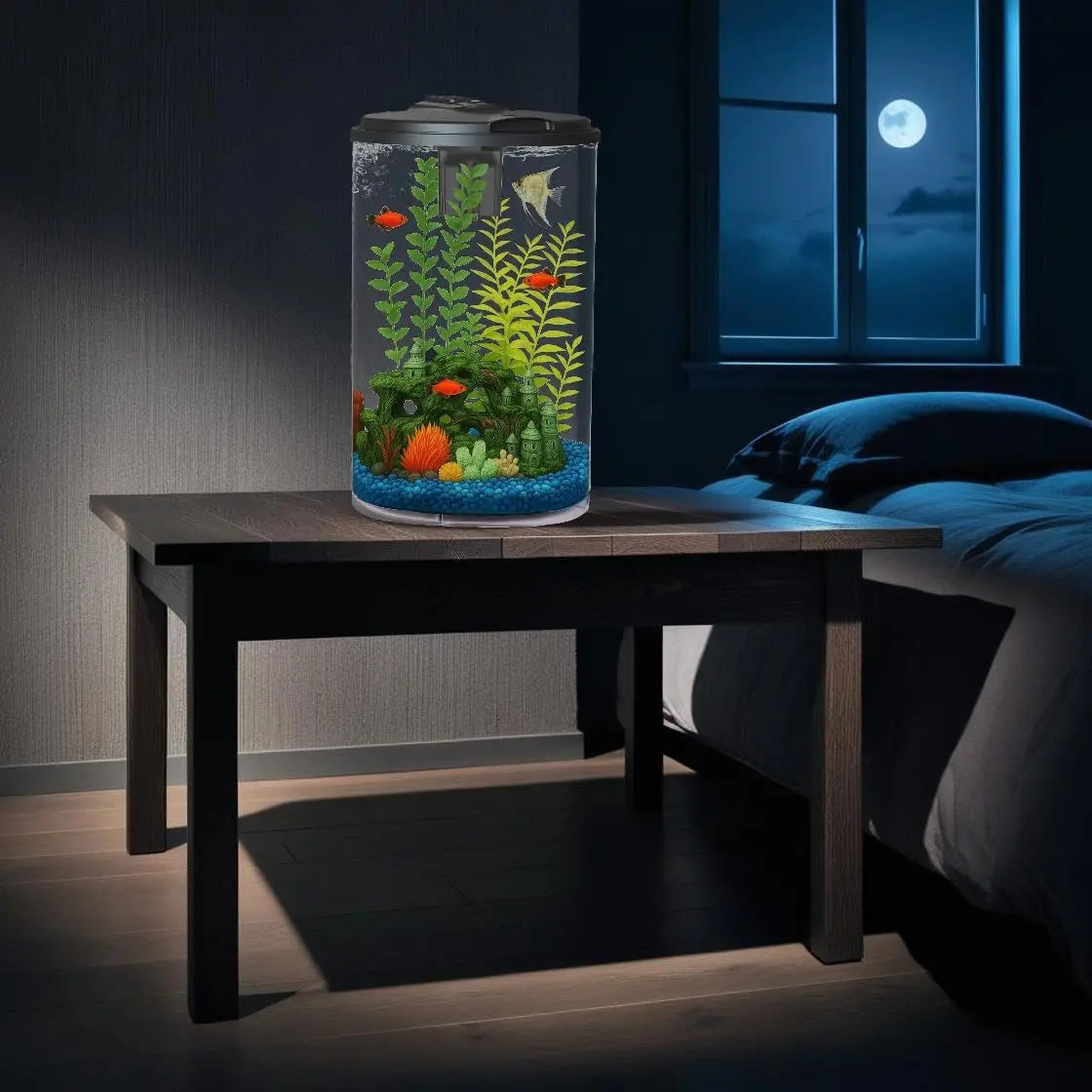 Plastic 6 Gallon AquaView 360 Aquarium Kit Power Filter LED