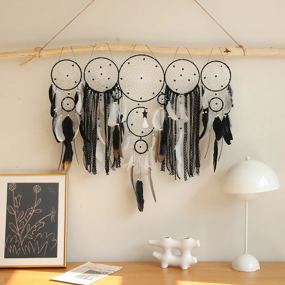 5pcs Bohemian Dreamcatcher Set Large Wall Hanging for Bedroom Wedding Christmas Decor Pretty Decorative Ornaments