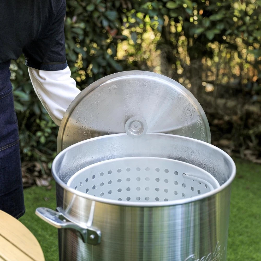 New 100 Qt Seafood Boiling Kit With Strainer Outdoor Pot