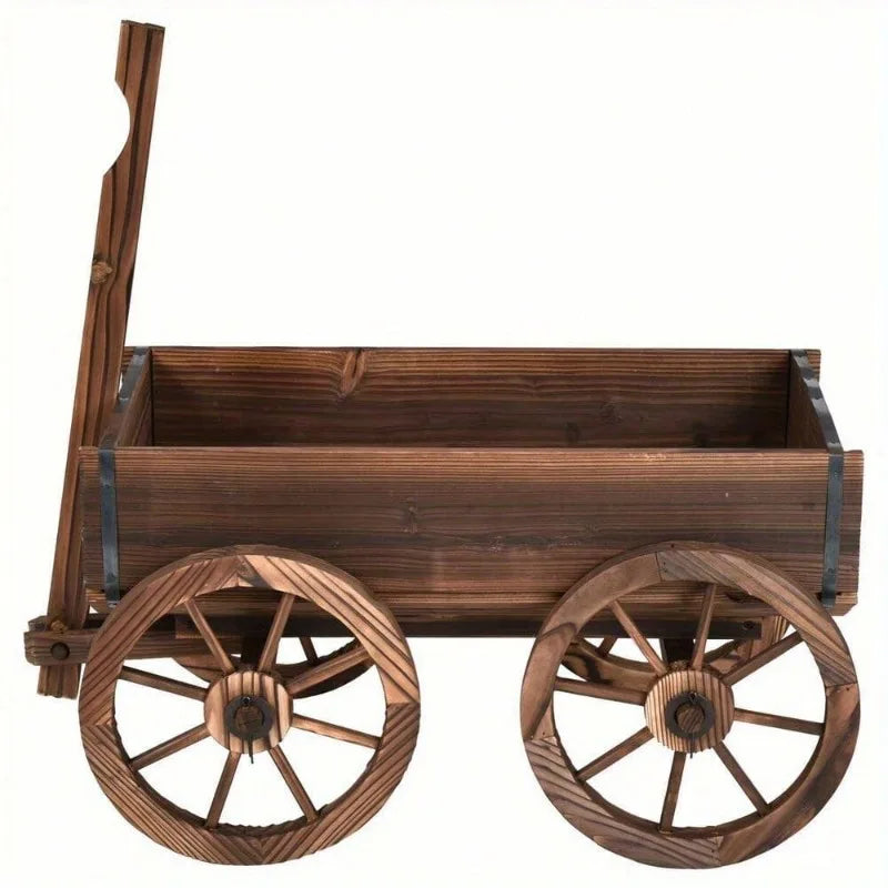 Wagon Flower Planter Pot Stand W/Wheels ,Planter for Flowers Herbs Vegetables for Home Garden Outdoor Decor New