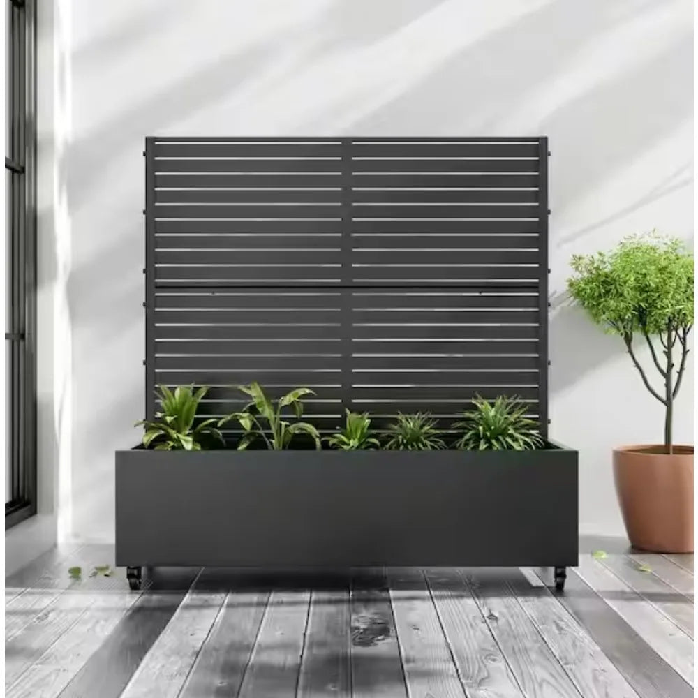 Metal Planter Box With Trellis For Vine Climbing Plants