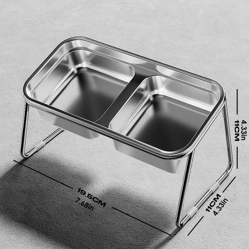 Elevated Cat Dog Bowl Stainless Steel Raised Cat Food Water Bowl Set With Anti Slip Stand For Indoor Cats Pets Feeding Supplies