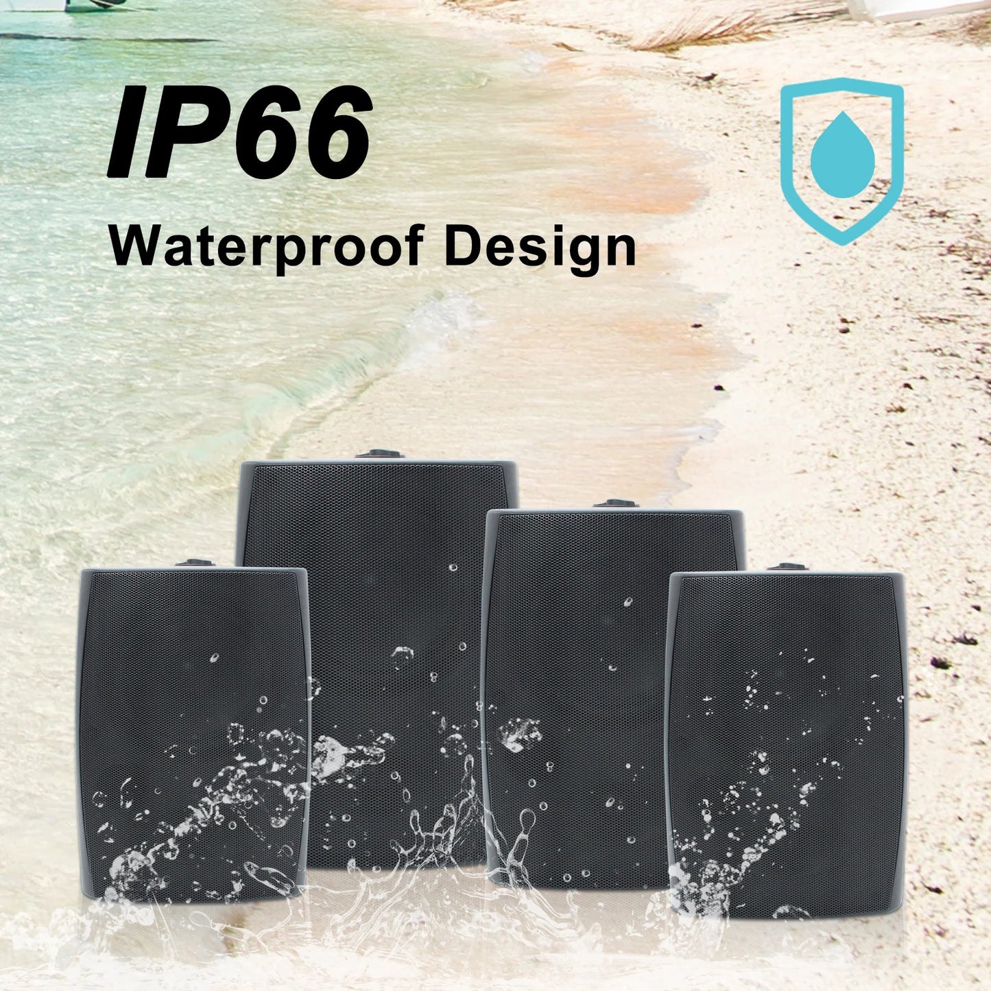 Herdio 4 Pack 6.5 Inch Bluetooth Speakers 800W Waterproof
