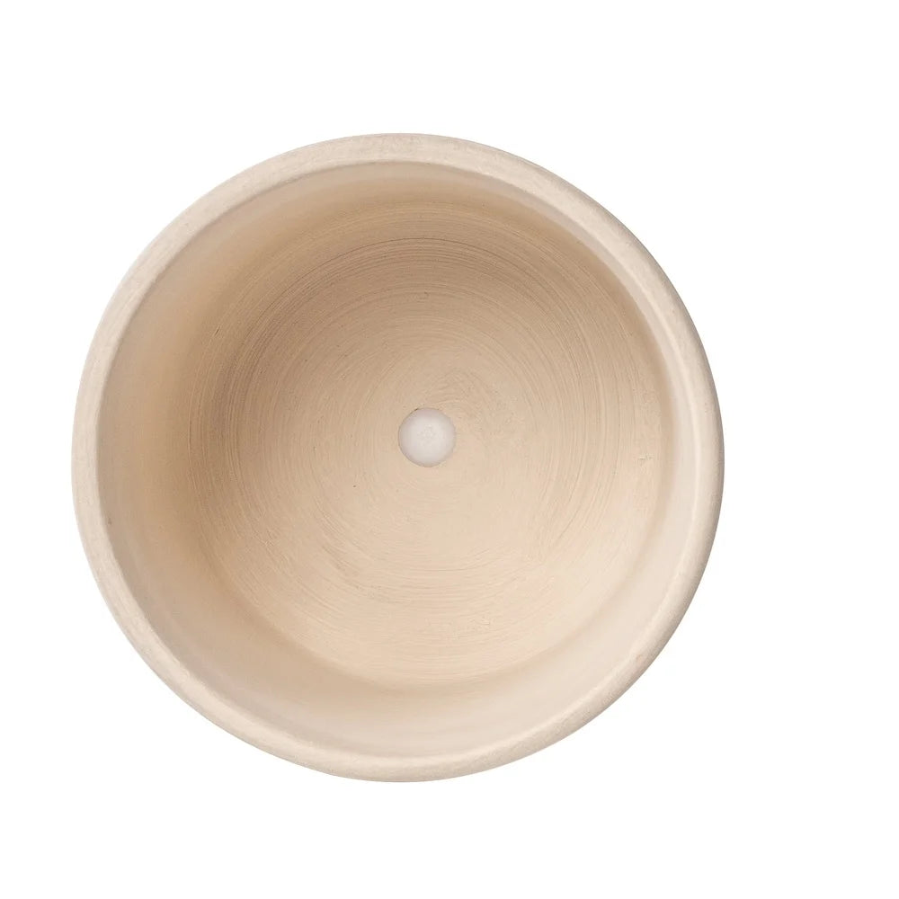 Round Ceramic Planter with Drainage Holes Sturdy Grooved Indoor Pot Succulents Flowers Houseplants Home Decor