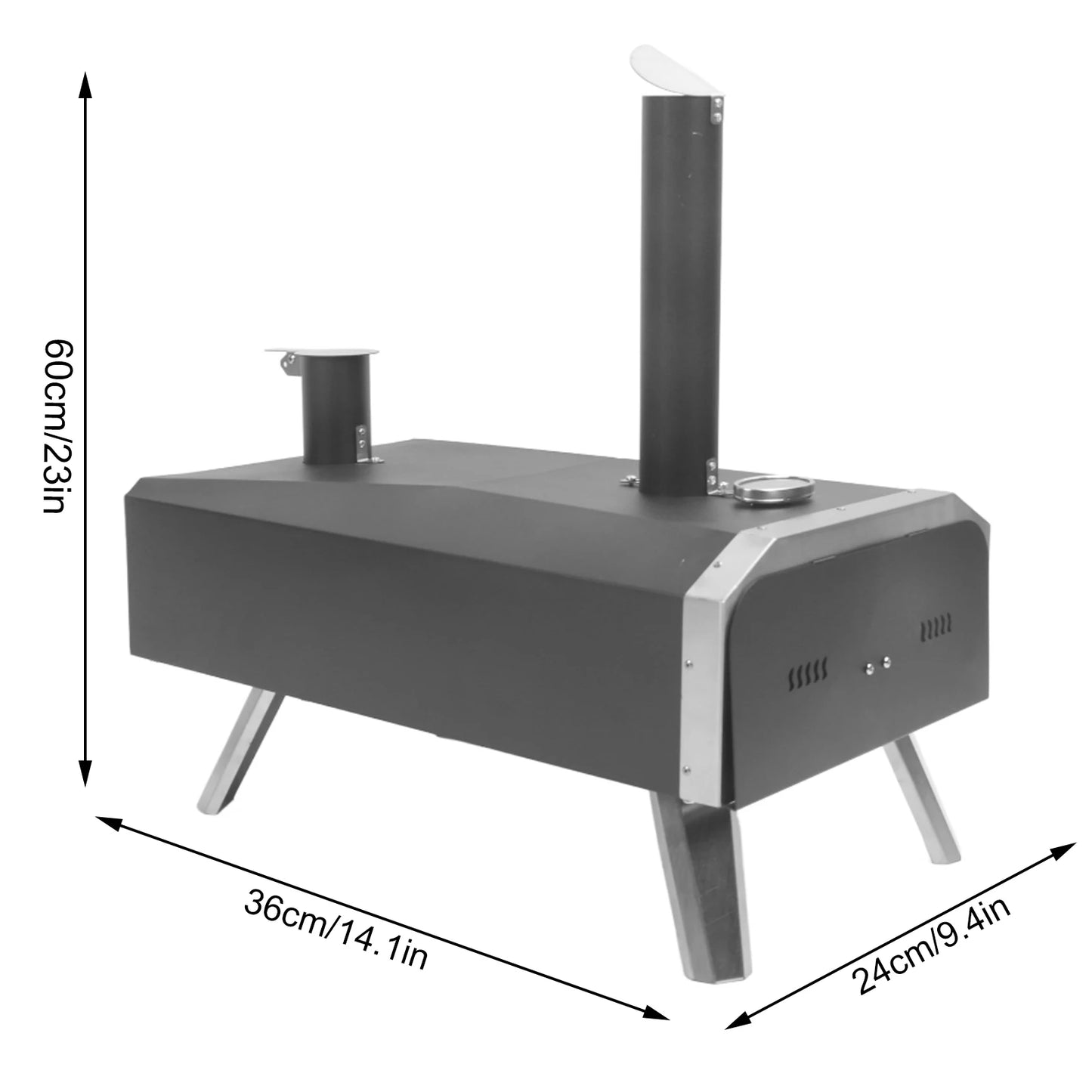 Outdoor Pizza Oven Wood Fired Maker Outside Stove 12in Portable Stainless Steel Wood Burning Outdoor Pizza Oven for Backyard