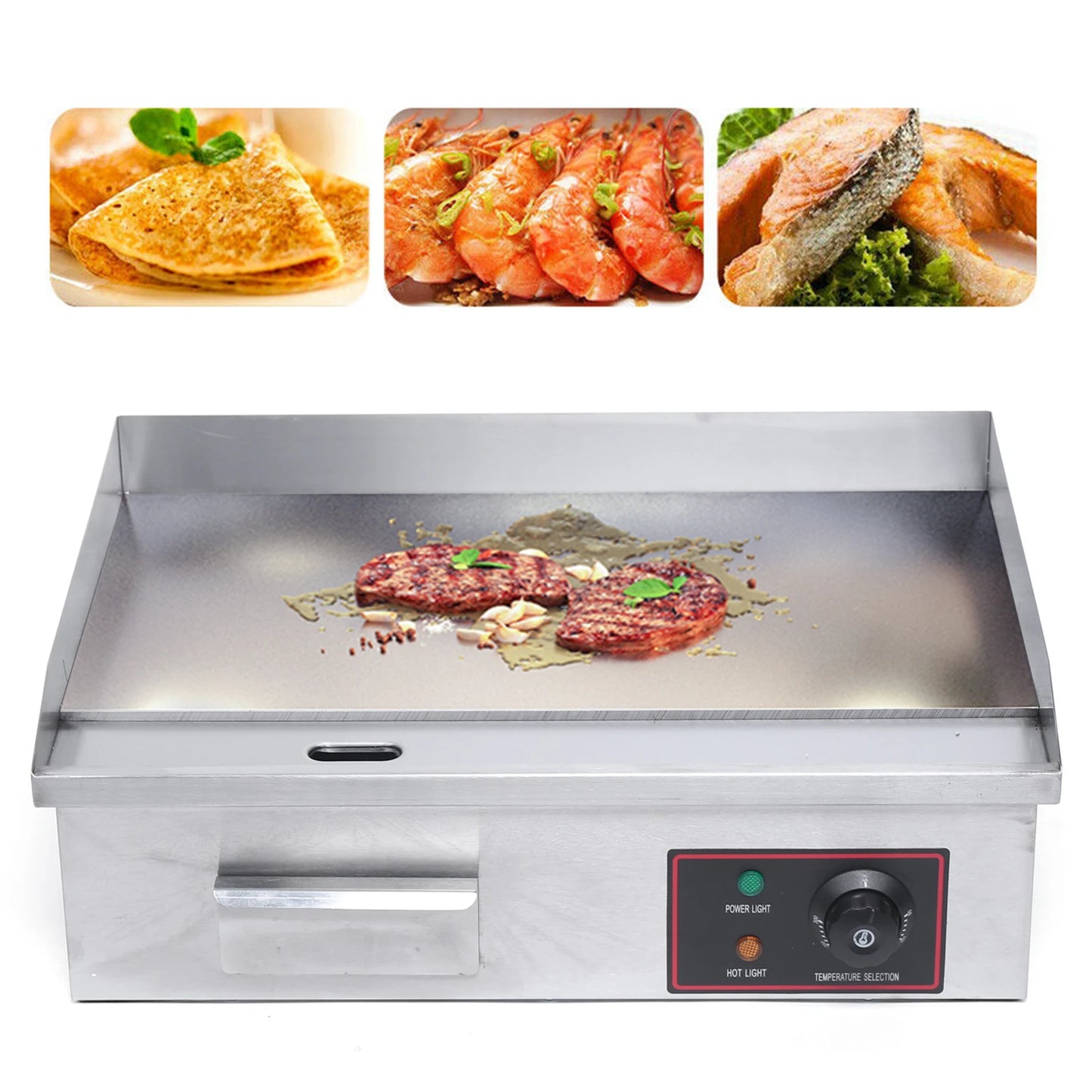Flat Top Grill 22 Inch Commercial Electric Countertop Griddle Nonstick Restaurant Teppanyaki Cooking Stove for Outdoor Home Barbecue