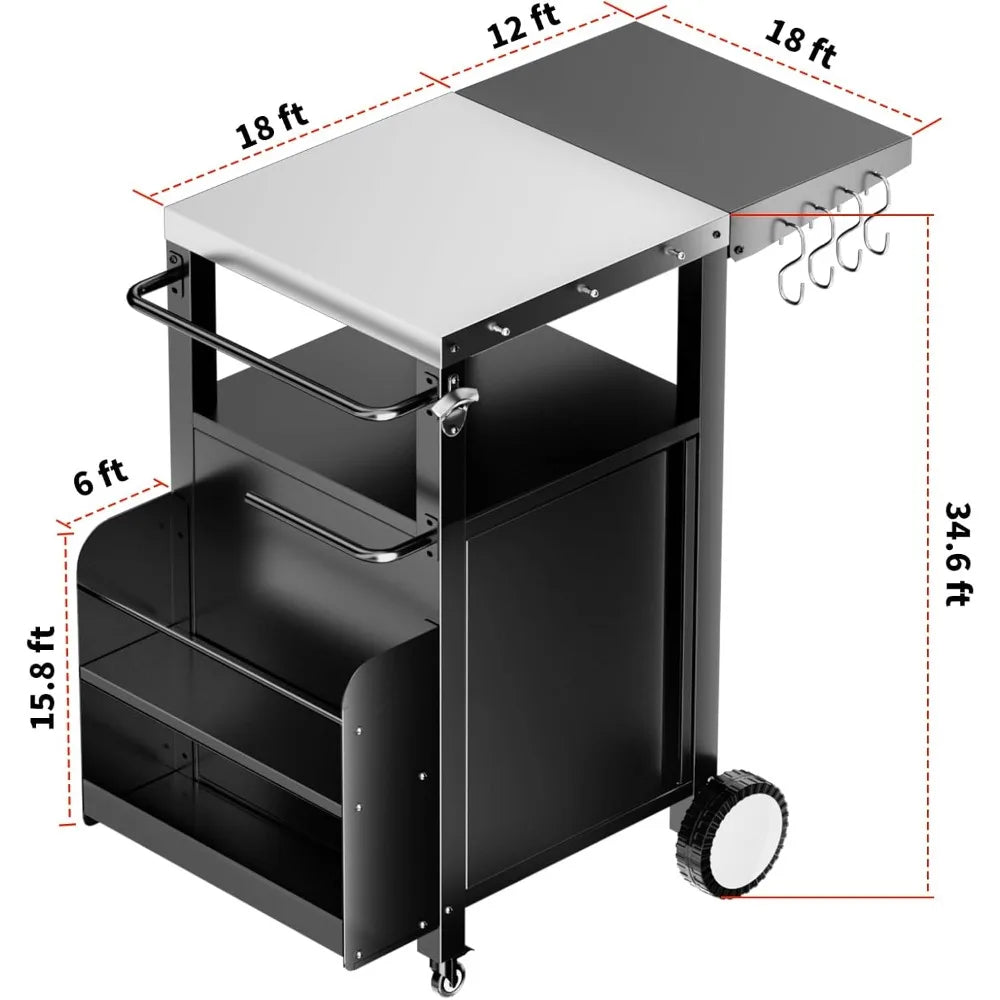 Outdoor Grill Cart With Storage Waterproof Patio Island
