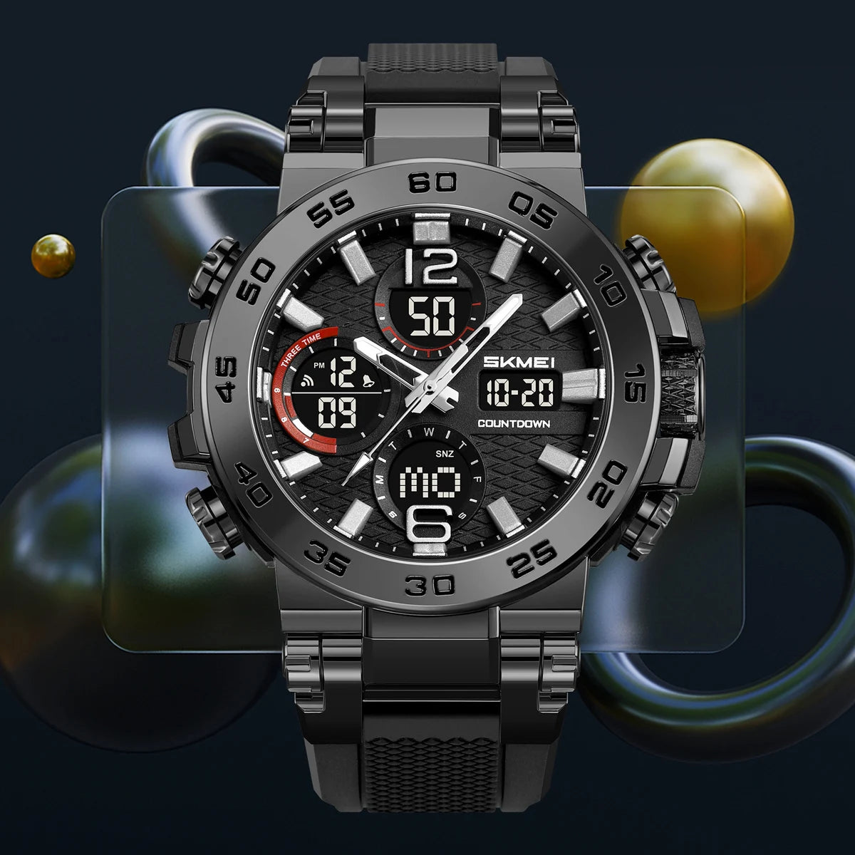 Skmei Waterproof Alarm Clock Wristwatch Dual Display For Men