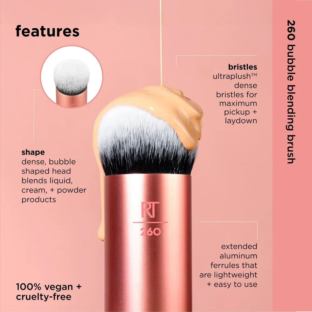 Bubble Blending Makeup Brush Multipurpose Face Brush Liquid Cream Powder UltraPlush Dense Bristles Custom-Cut Bubble Head Long