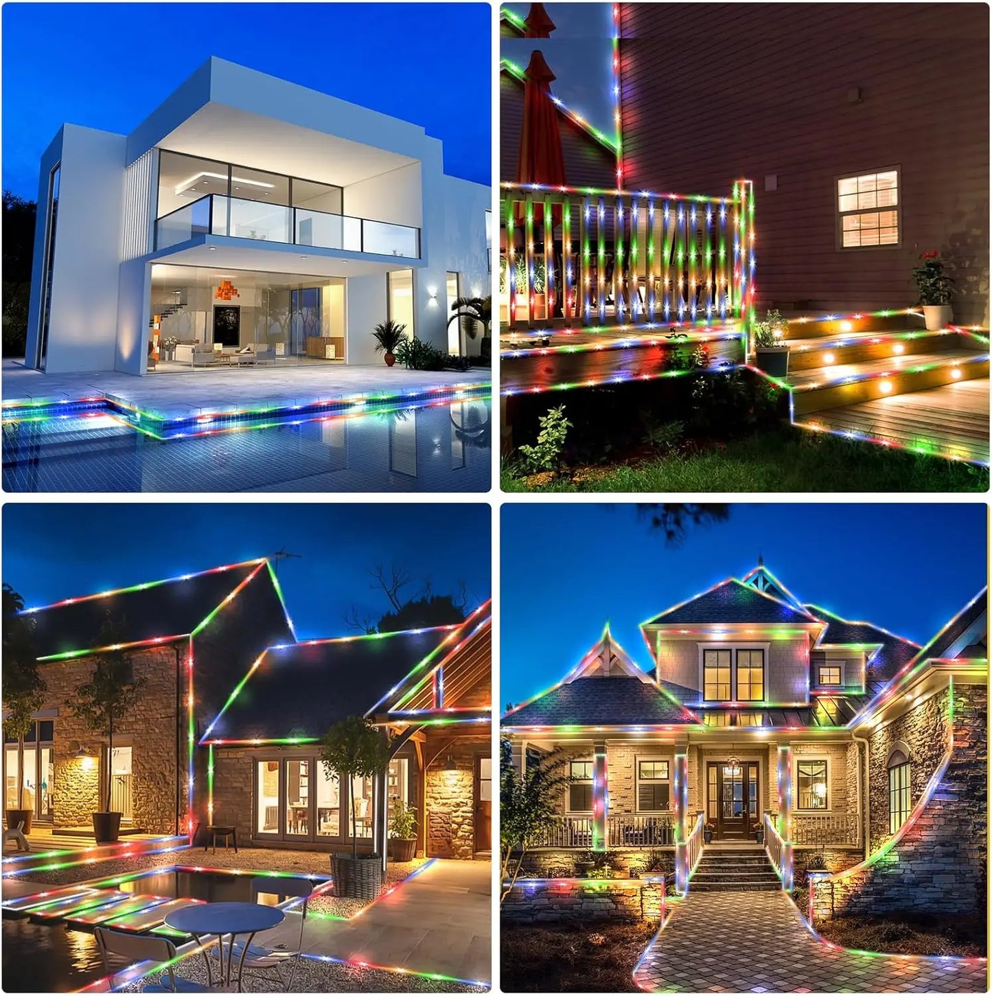 107ft300LED Solar Rope Lights Waterproof IP65 Outdoor String Lights with 8 Modes for Garden Christmas