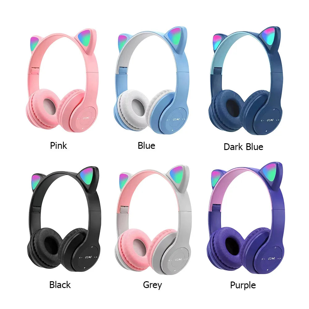 Wireless Cat Ear Gaming Headphones With Glow Light Bluetooth