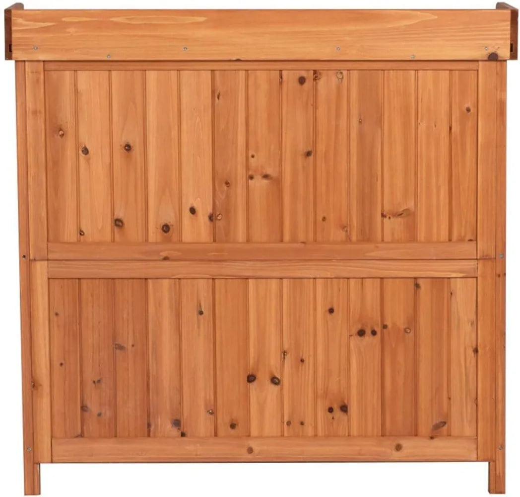Outdoor Garden Patio Wooden Storage Cabinet Furniture Waterproof Tool Shed with Potting Benches Outdoor Work Station Table