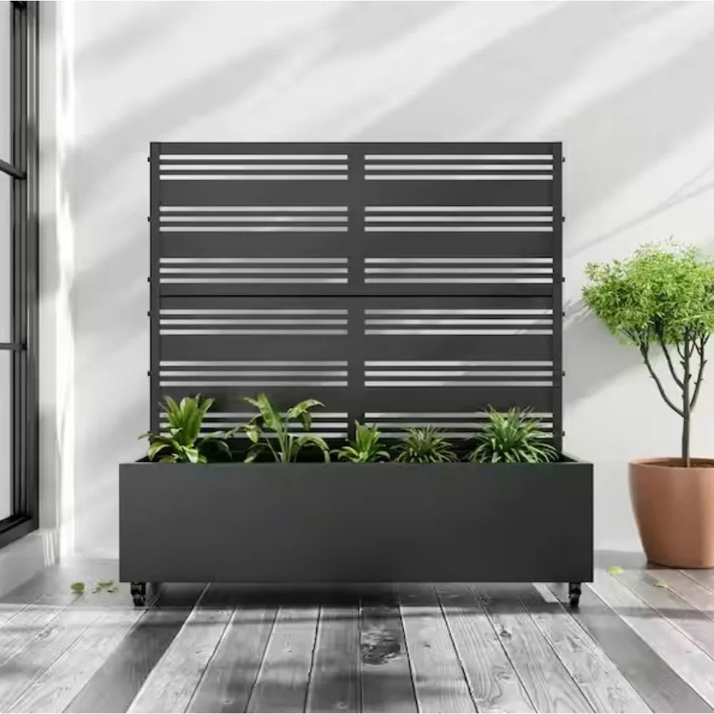 Metal Planter Box With Trellis For Vine Climbing Plants