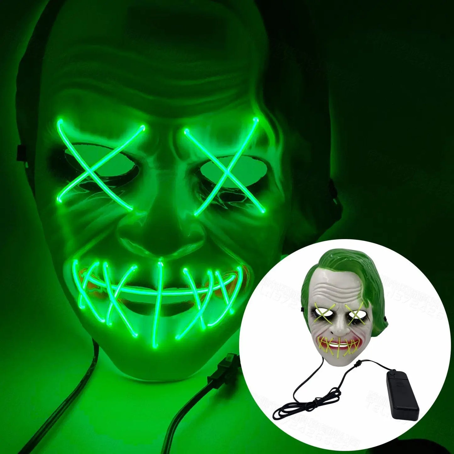 Halloween LED Mask Neon Glow Party Masquerade Mask Glow