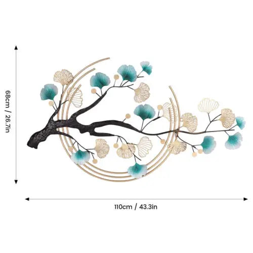 3D Ginkgo Leaf Metal Wall Decor Art Nature Wall Mounted Sculpture for Living Room Bedroom