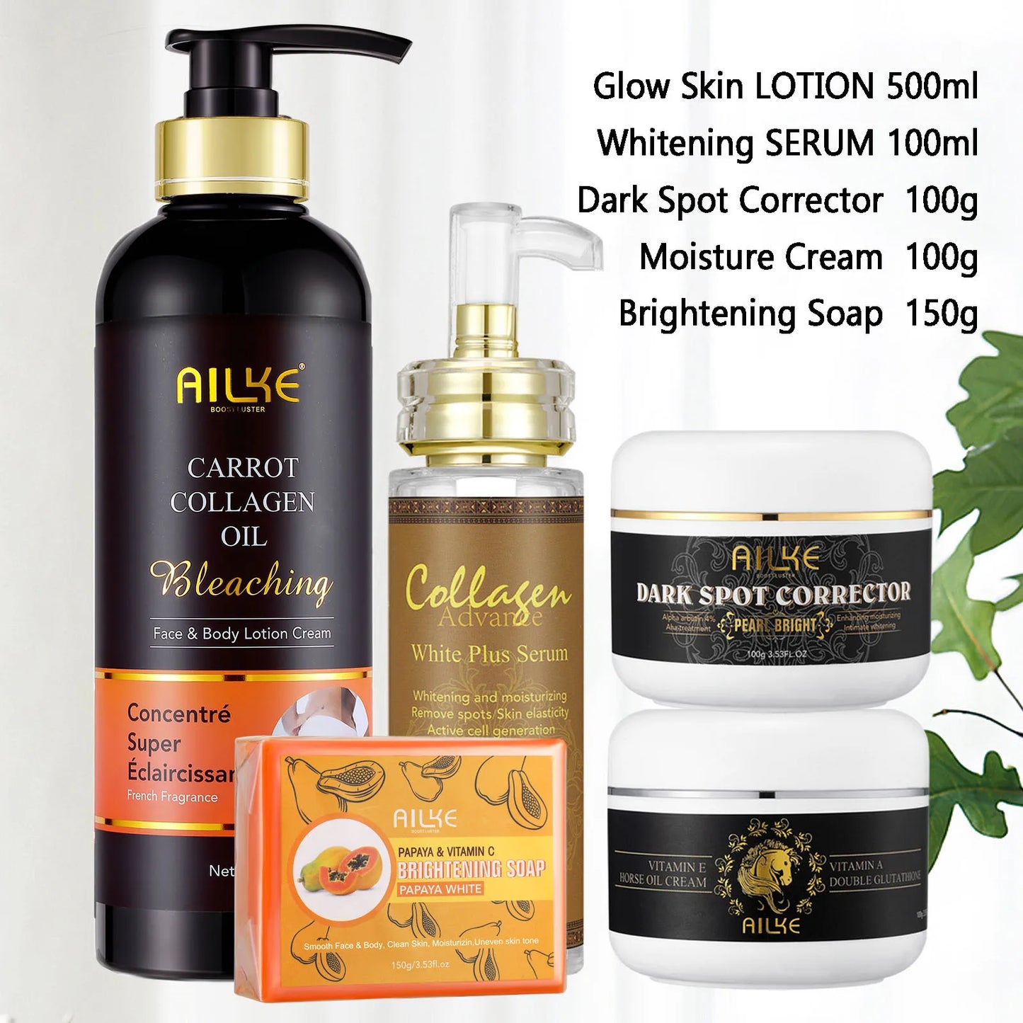 AILKE Collagen Whitening Set, Moisturizer, Hydration, Dark Spot Removal, Brightening Body Lotion, Armpit Whitening Cream