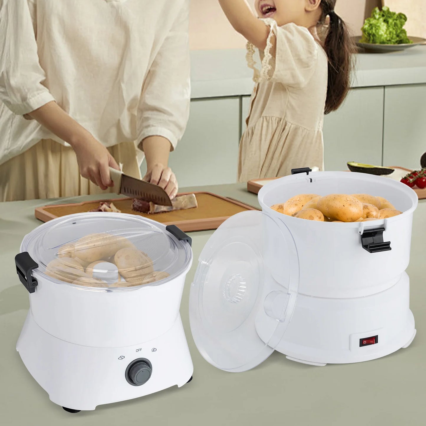85W Electric Potato Peeler One Button Drive Spinner