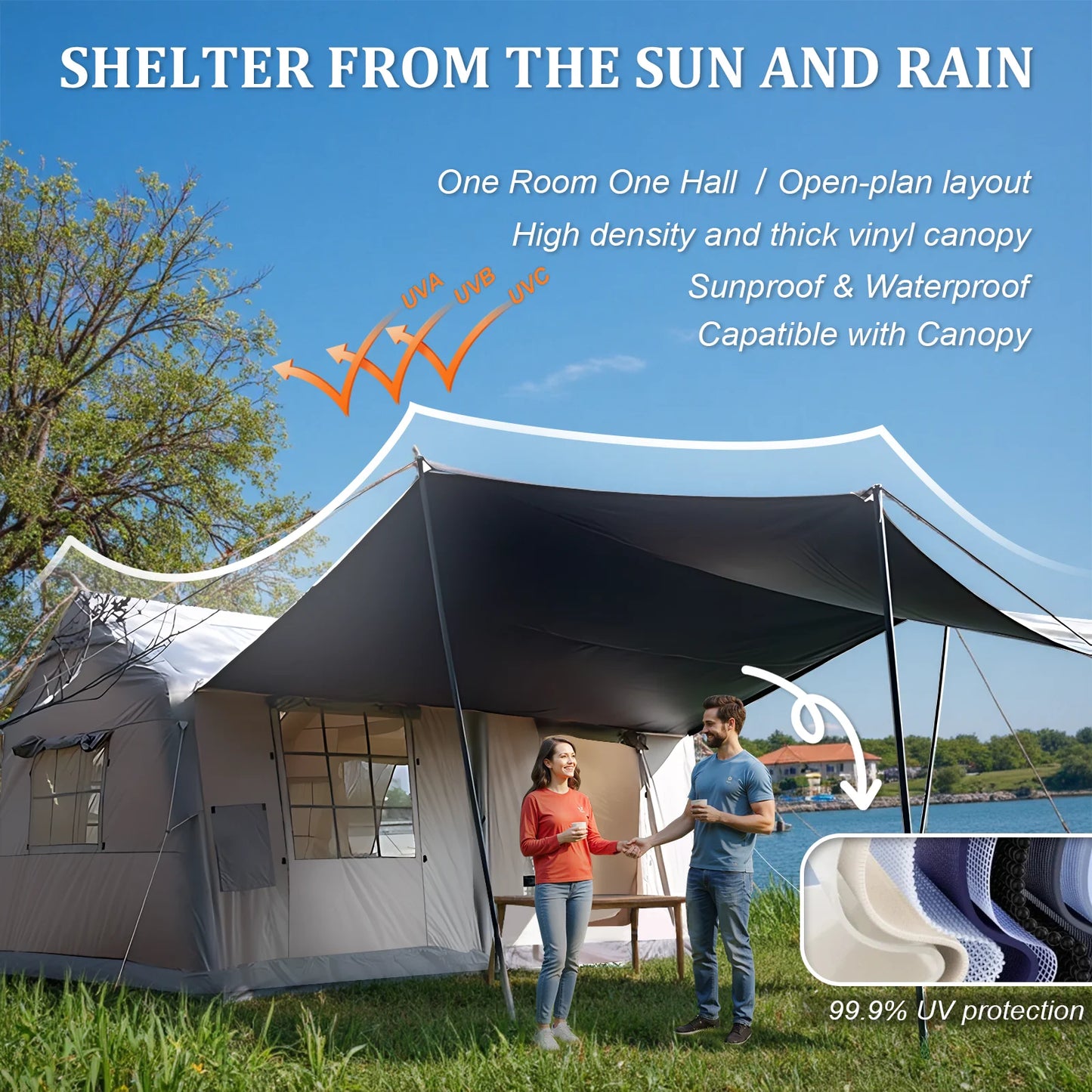 135 Square Feet Inflatable Tent With Blackout Canopy 4 Season Glamping Tent Blow Up Tent For Camping Air Tent Outdoor Camping