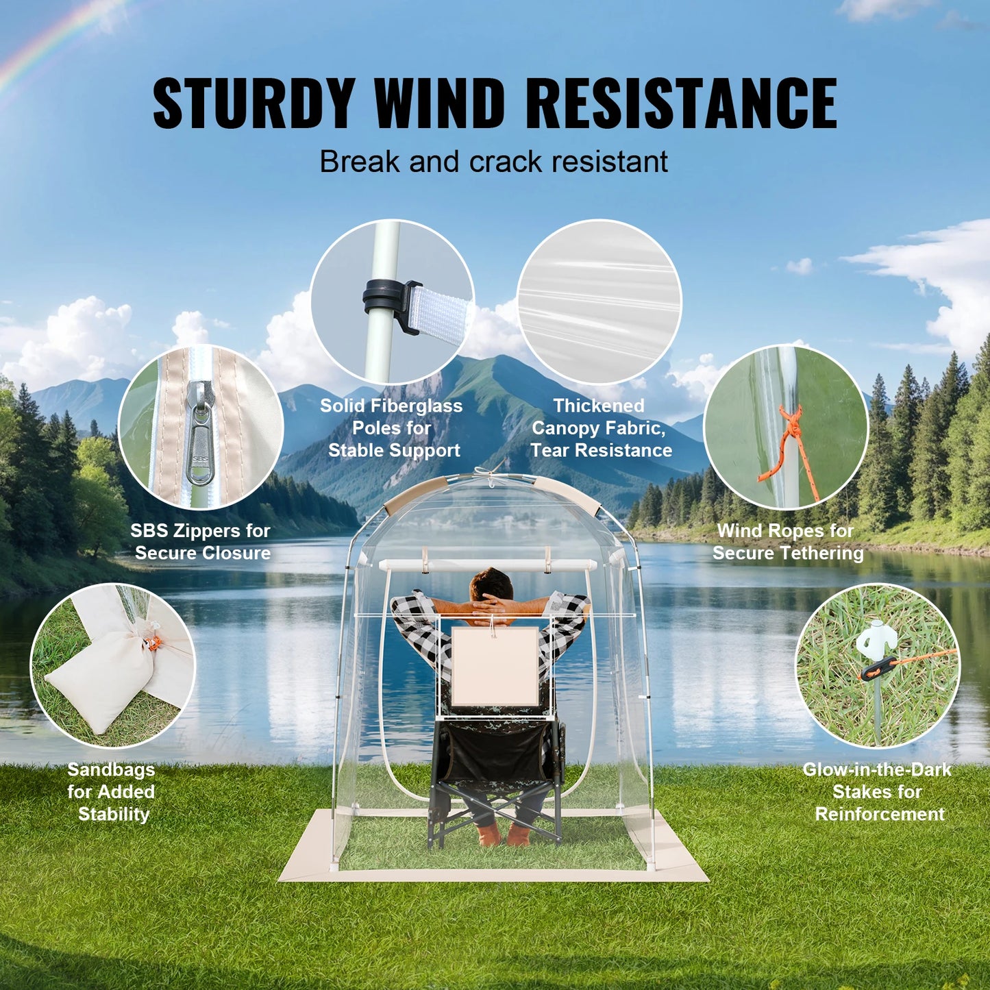VEVOR Sports Tent Instant Shelter Weatherproof Pod Outdoor Bubble Clear View Tent Climate Canopy Shelter for Sporting Events