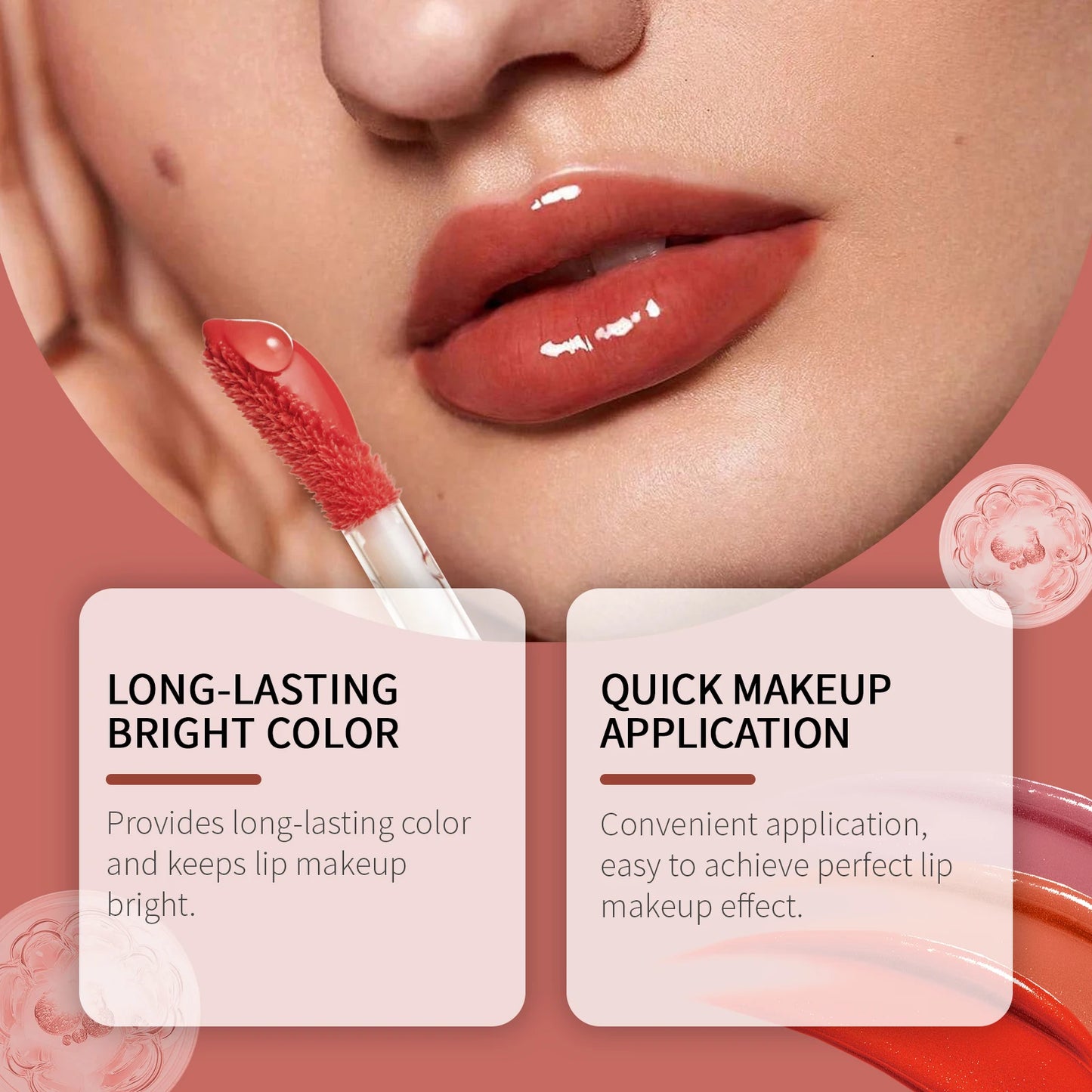 4PCS Lip Gloss Deep Moisturizing, Vivid Color, Long-lasting Color, Moisturizing Lip Gloss, Holiday Gift