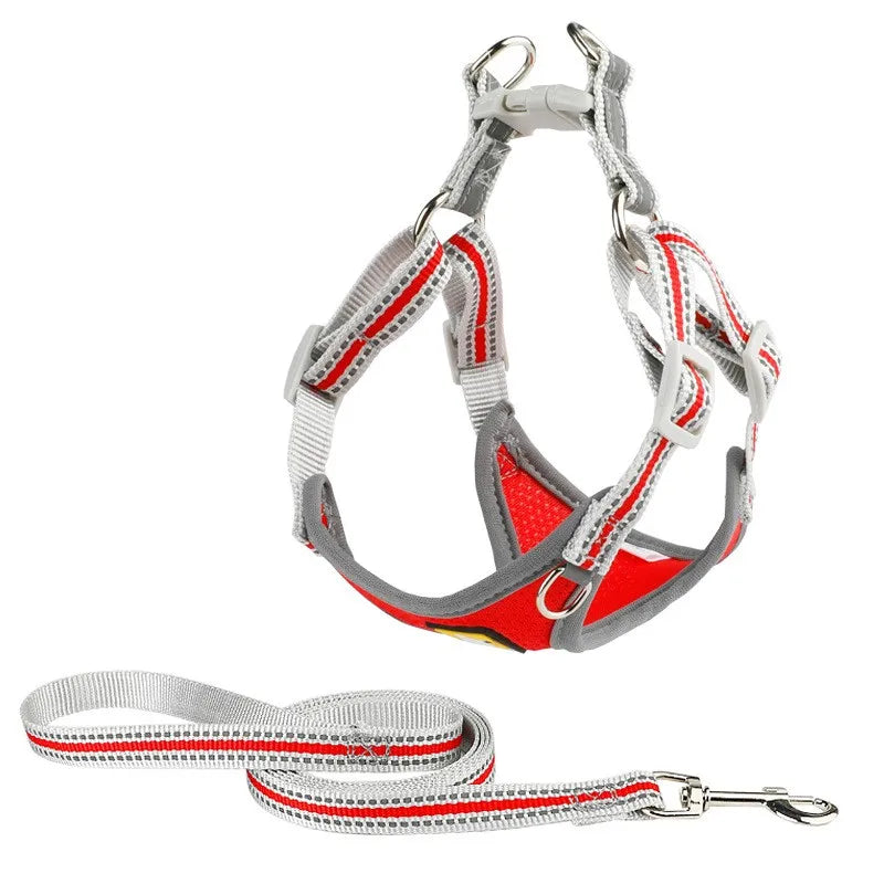 Amaz Seller Breathable Adjustable Reflective Pet Dog Harness Set with Leash for Small Medium Dogs
