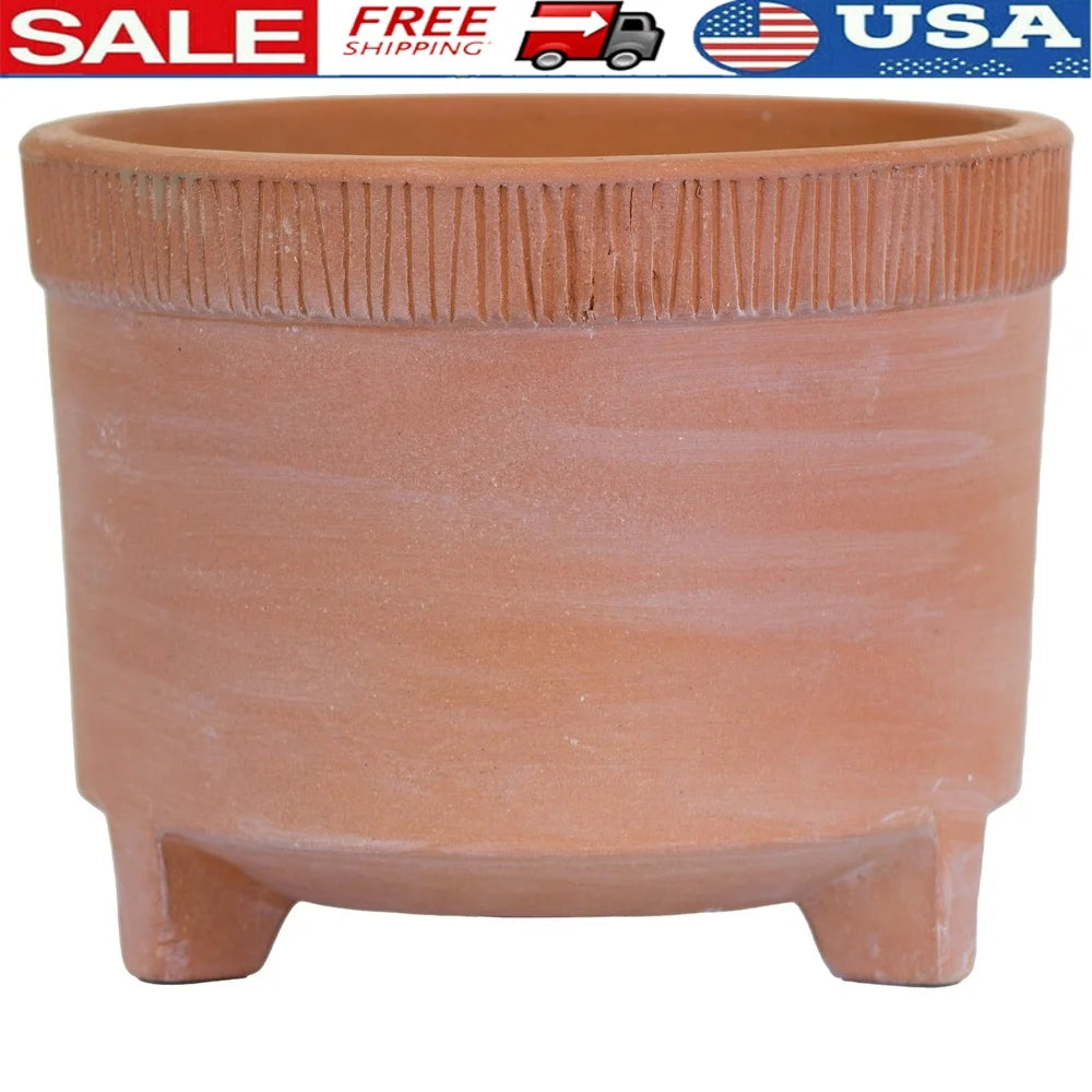 10In Terracotta Clay Planter Footed With Drainage Indoor