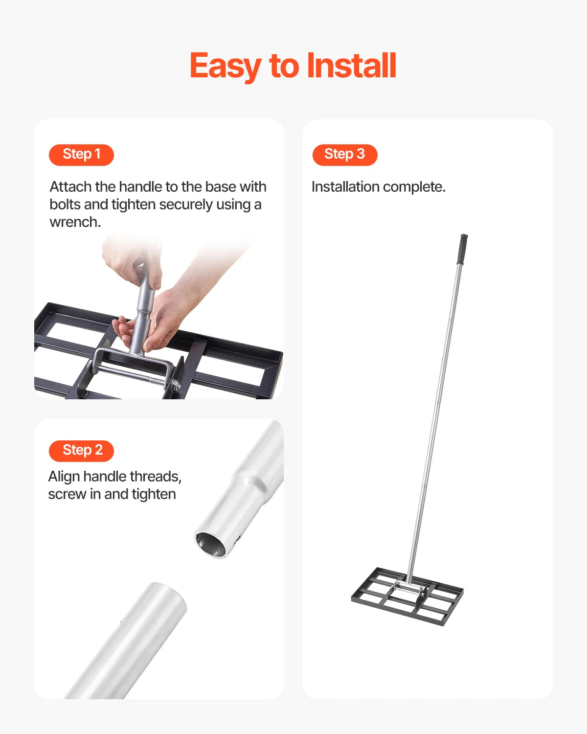 VEVOR Lawn Leveling Rake With Handle Carbon Steel