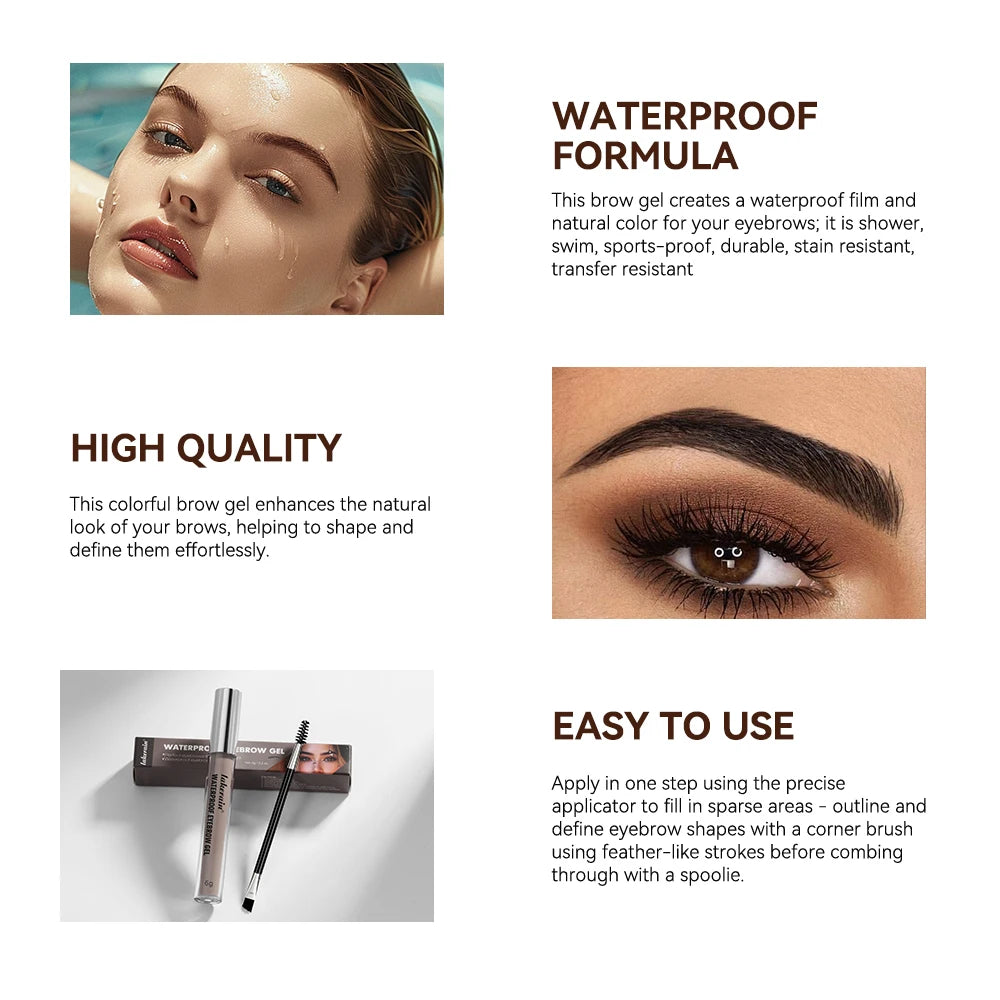 Lakerain Waterproof Eyebrow Gel Smudge Proof Long Lasting