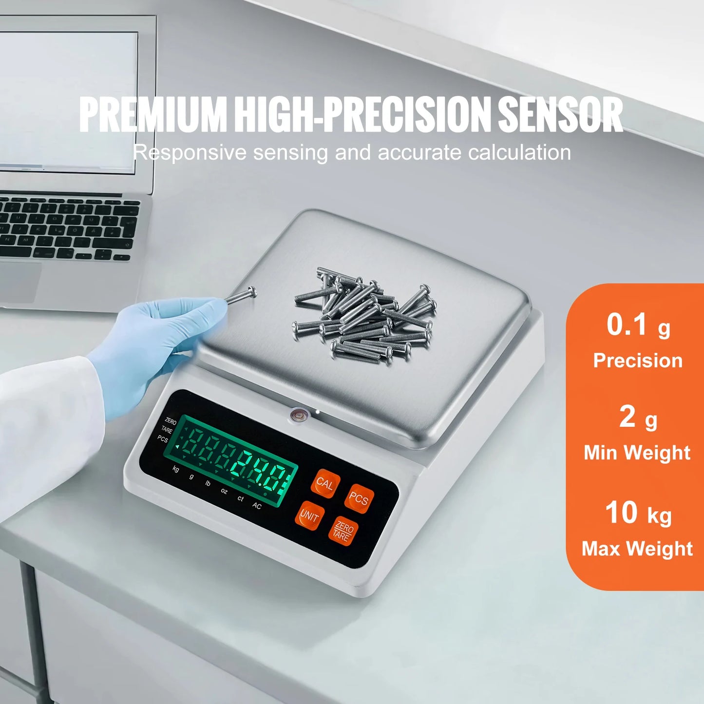 SucceBuy 10kg x0.1g Digital Counting Scale Electronic Laboratory Balance with LED Screen Table Top Scale for Industrial Weighing