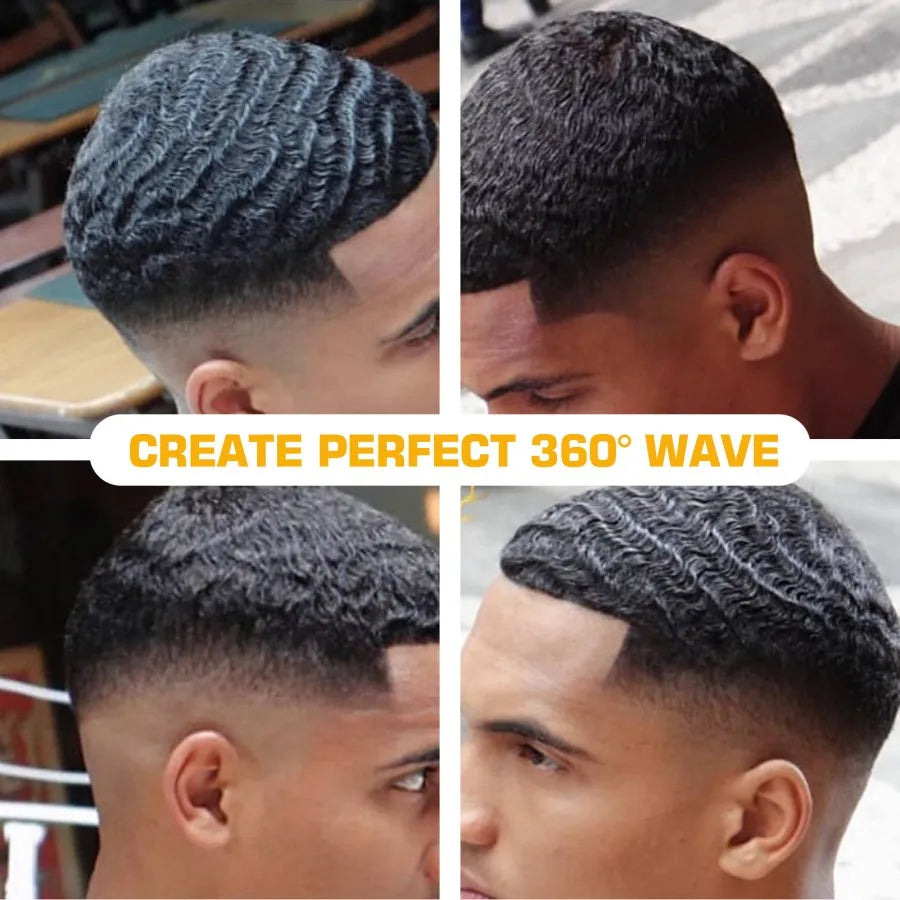 Wave Pomade 360 Style Greasy Pomade with Wave Brush Strong Hold Sport Wave Training Hair Cream for Layered Waves Moisture Shine