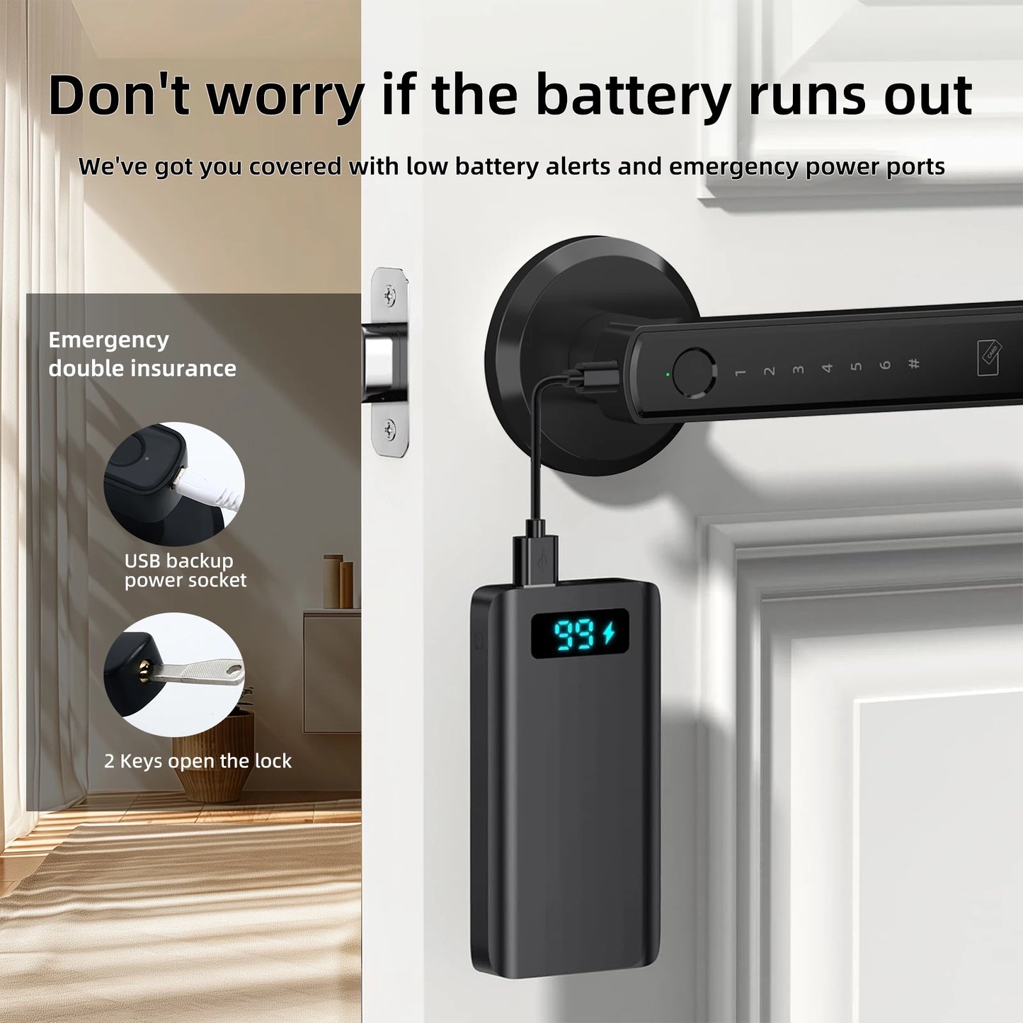 Viladepot Smart Lock Fingerprint Door Lock with App Remote Control Passcode Unlock Electronic Touchscreen Keypad