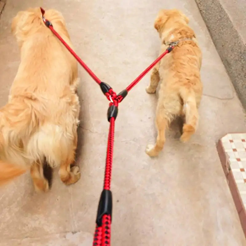1.4m Pet Double Leash 2 Way Couplers Dog Rope Elastic Extended Outdoor Training