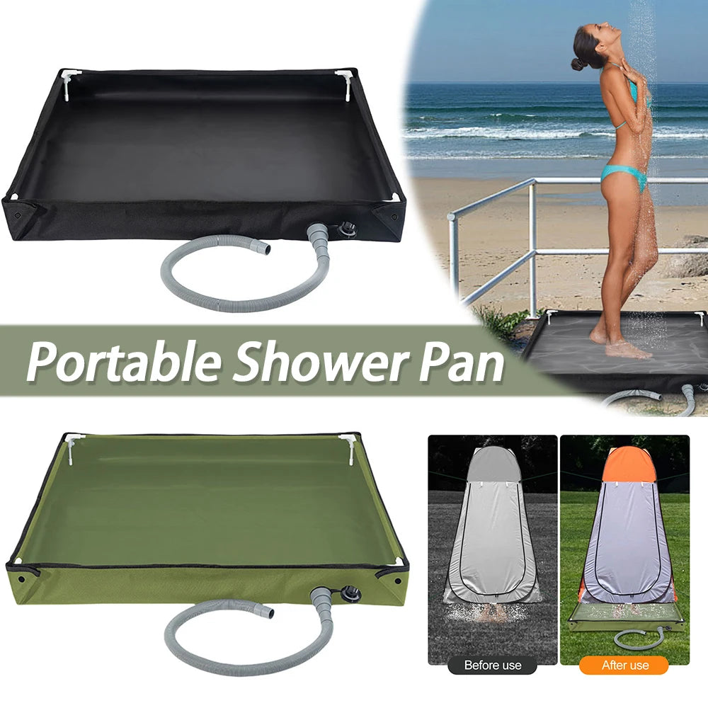 Foldable Shower Base With Drain Hose For RV Camping Outdoor