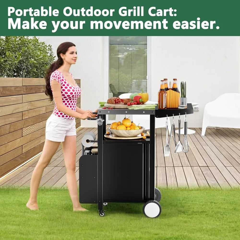 Outdoor Grill Cart With Storage Waterproof Patio Island