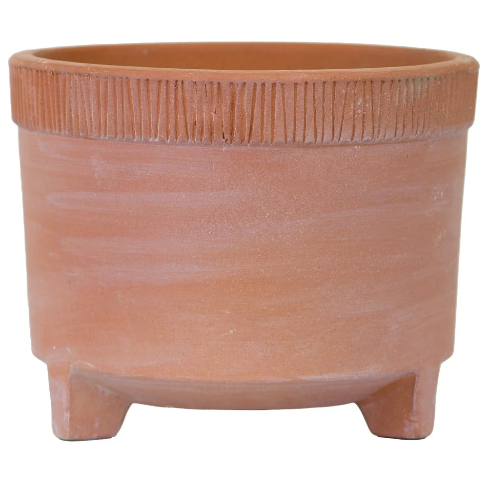 10In Terracotta Clay Planter Footed With Drainage Indoor
