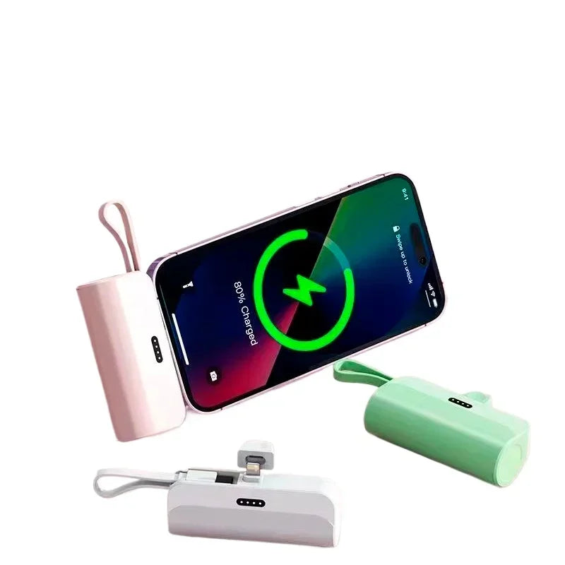 Mini PowerBank External Battery Fast Charger for IPhone Samsung Xiaomi 10000mAh Portable Power Bank Built in Cable Type-C Plug
