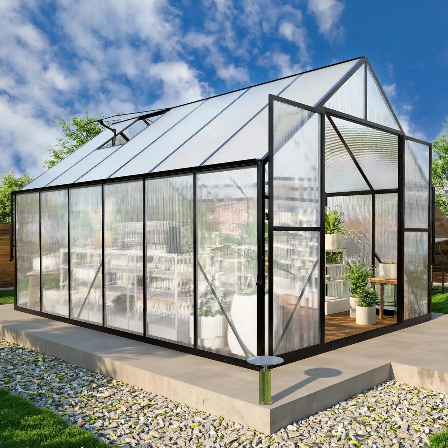 Outdoor Large Polycarbonate Aluminum Walk In Greenhouse