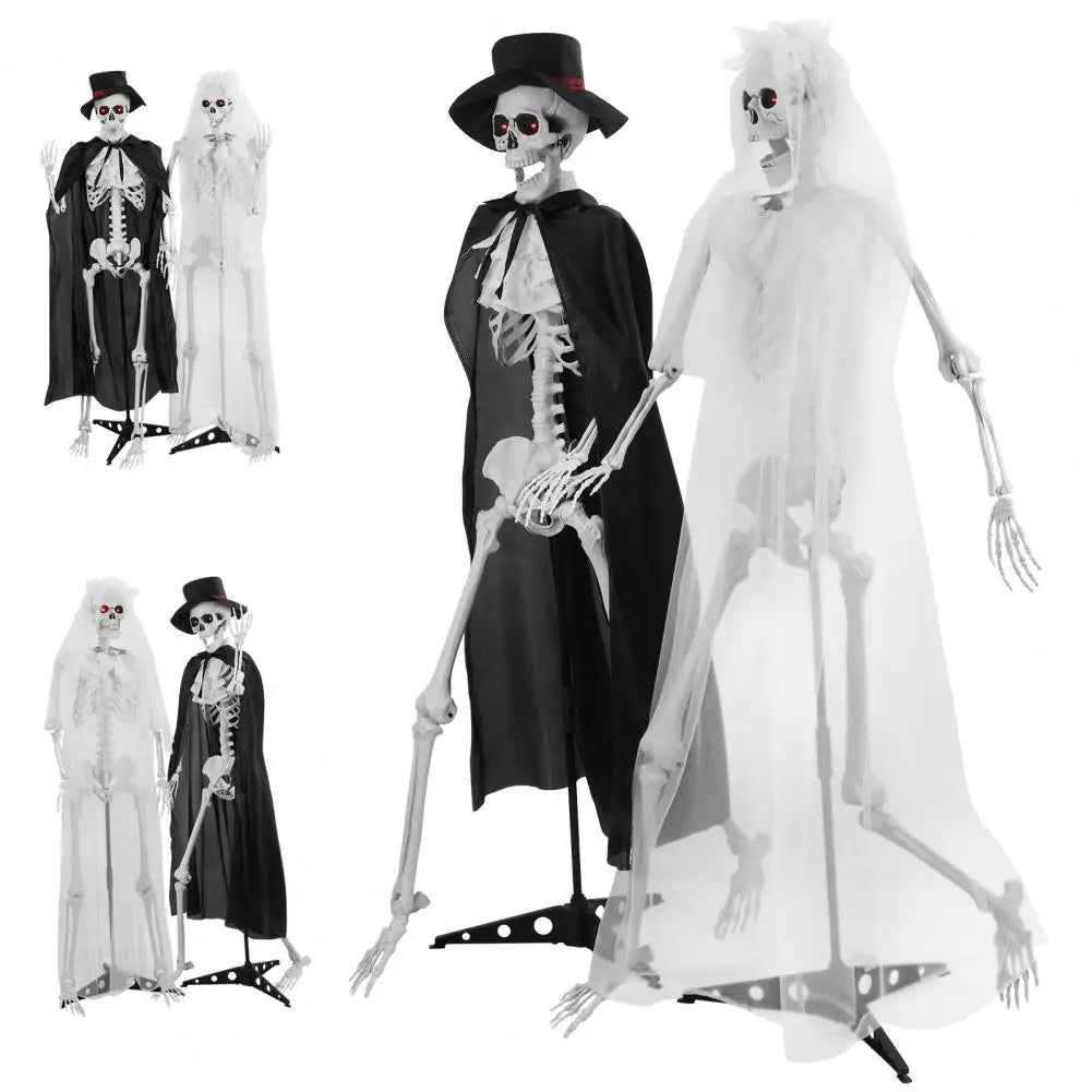 65 Inch Halloween Bride Groom Skeleton With Movable Joints