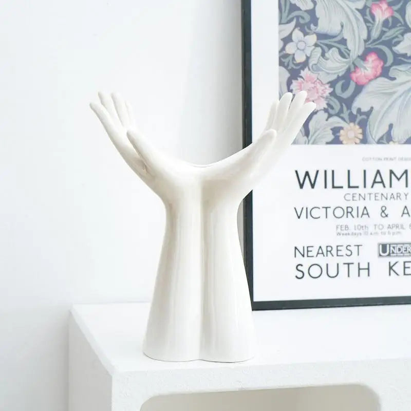 Hand Shape Vase Photo Prop Modern Aesthetic Flower Arrangement Unique Vase for Anniversary Office Home Tabletop Decoration