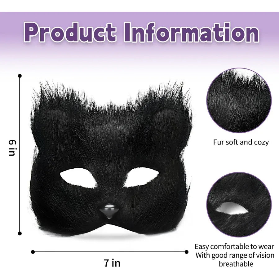 Therian Cat Mask And Tail Set Leather Choker For Girls