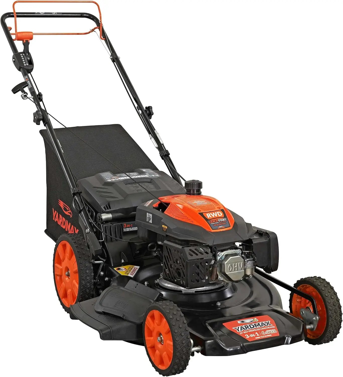 22 Inch 201cc Pace 6 Speed CVT High Wheel RWD Mower Black
