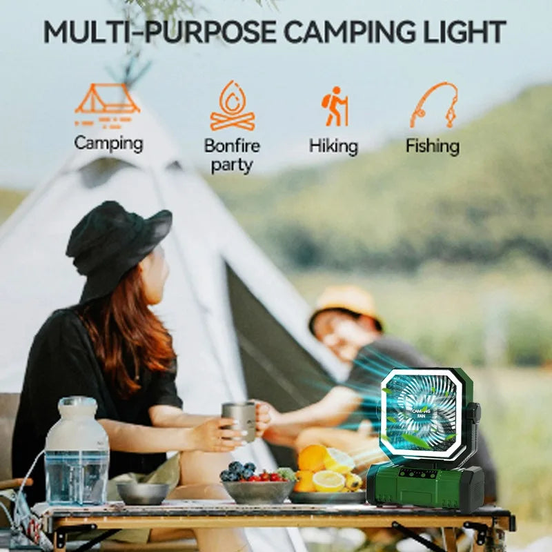20000mAh Camping Fan With Led Lantern And Remote Control