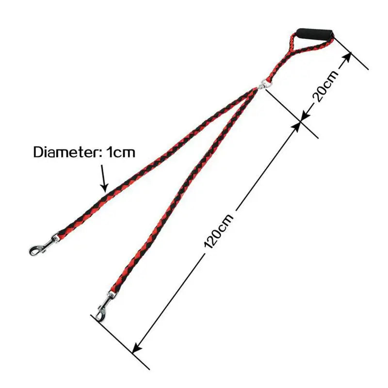 1.4m Pet Double Leash 2 Way Couplers Dog Rope Elastic Extended Outdoor Training