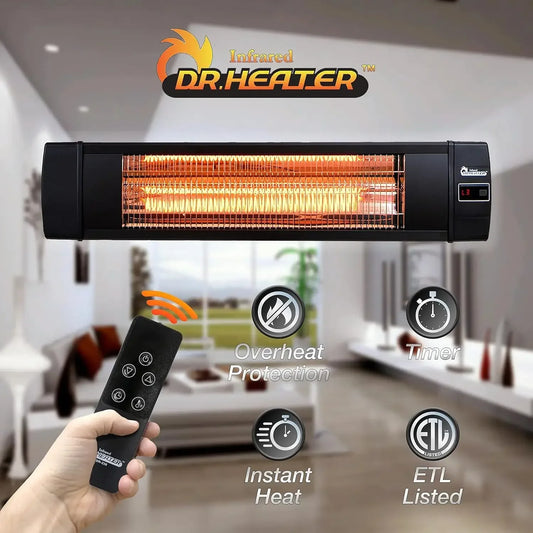 Carbon Infrared Outdoor Heater For Restaurant Patio Black