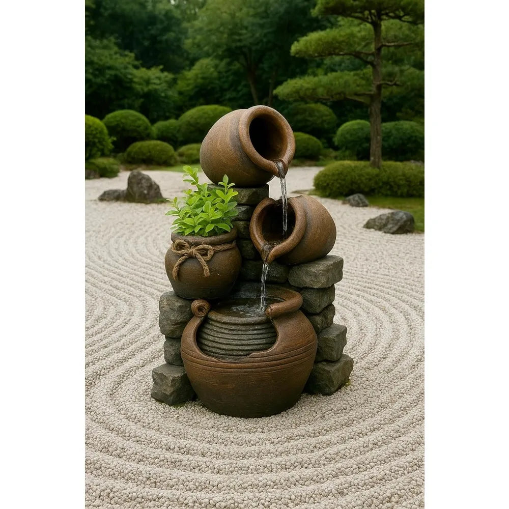 Jeco FCL055 Outdoor Multi Tiered Water Fountain Flower Pots