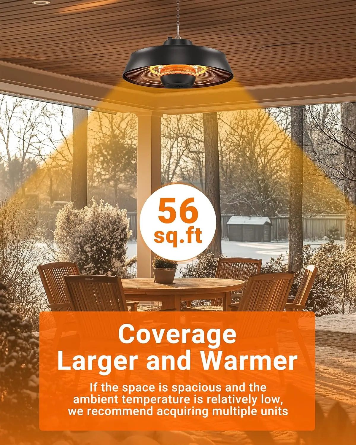 Patio Heater 1500W Outdoor Hanging Infrared With Remote
