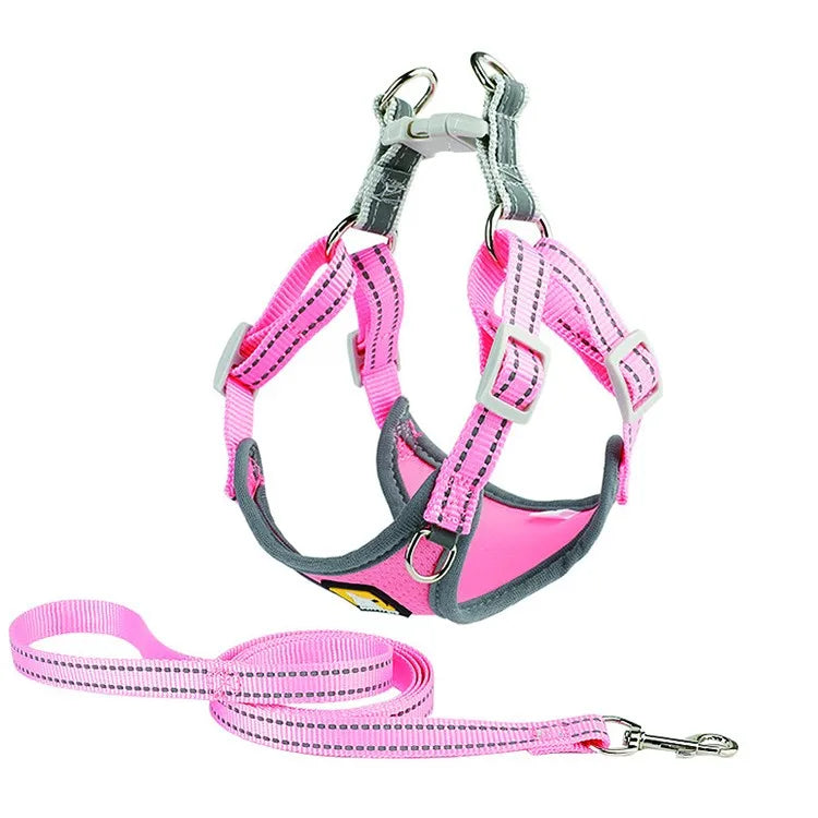 Amaz Seller Breathable Adjustable Reflective Pet Dog Harness Set with Leash for Small Medium Dogs