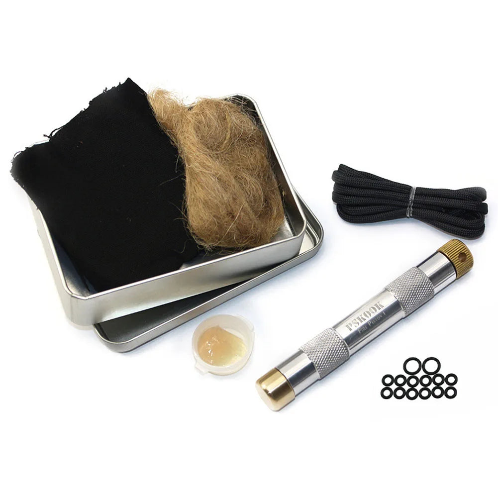 Brass Fire Piston Kit Portable Ignited Piston Firearm Useful Air Compression Fire Tube Survival Tool for Outdoor Travel
