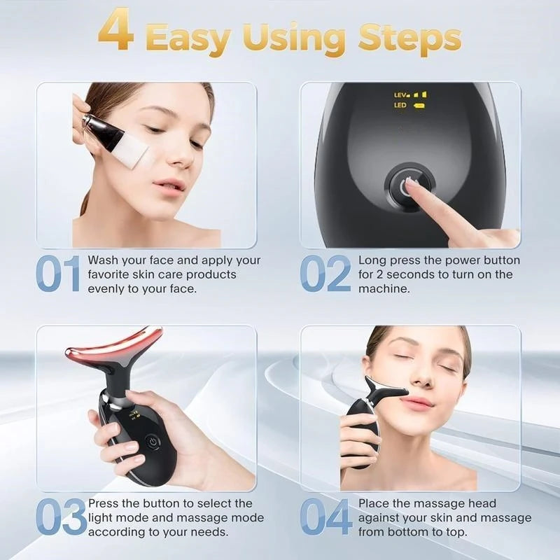 Vibrating Neck Device Beauty Gift Neck and Face Skin Massager 1 Piece Portable USB Charging Facial Massage Instrument Tool